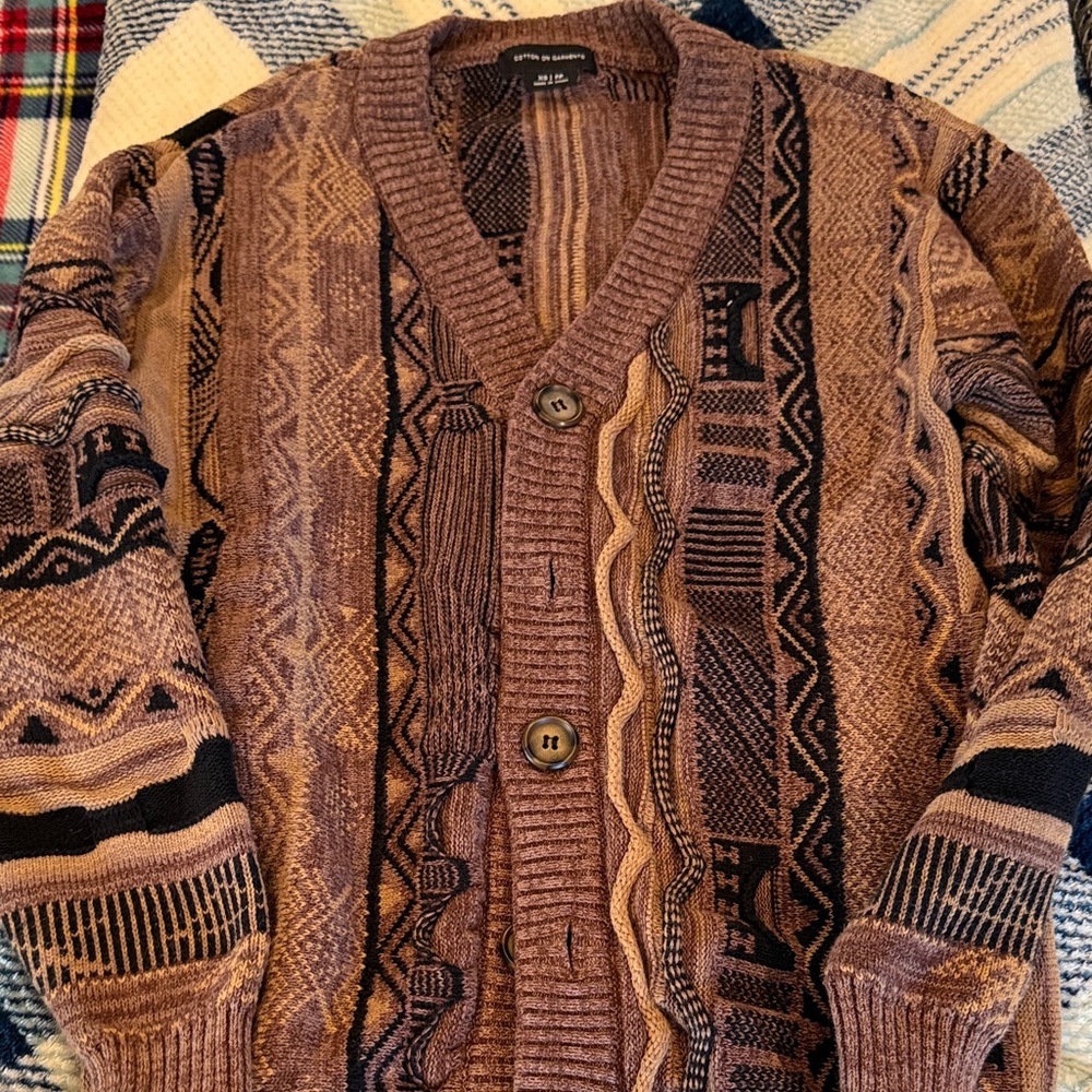 Cotton On Garments Patterned Cardigan – Multicolor – Size XS  (Coogi-Inspired)